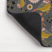 Chickadee Gold Pink Black Berries Blume Muster Mousepad (Ecke)