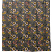 Chickadee Gold Pink Black Pattern Duschvorhang (Vorderseite)
