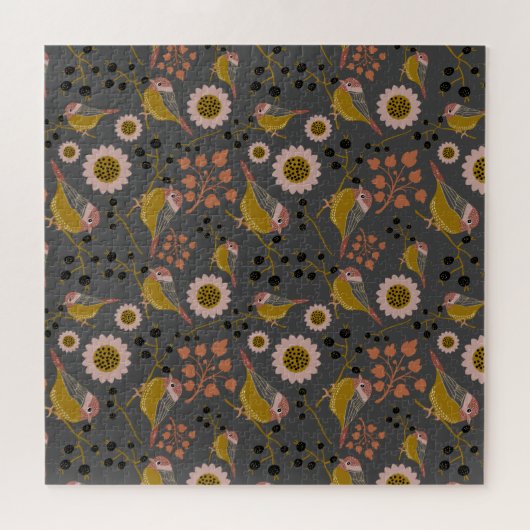 Chickadee Gold Pink Blume Muster Puzzle (Horizontal)