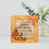 Chickadee & Golden Autumn Leaves Geburtstagsparty Einladung (Stehend Vorderseite)