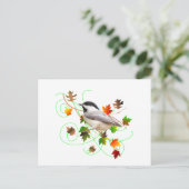 Chickadee & Herbstlaubs Postkarte (Stehend Vorderseite)