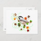 Chickadee & Herbstlaubs Postkarte (Vorne/Hinten)