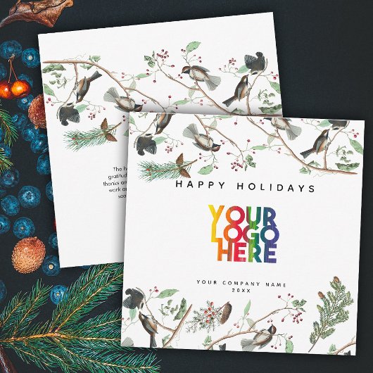 Chickadee Holiday Business Logo Christmas Feiertagskarte