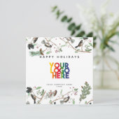 Chickadee Holiday Business Logo Christmas Feiertagskarte (Stehend Vorderseite)