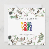 Chickadee Holiday Business Logo Christmas Feiertagskarte (Vorderseite)