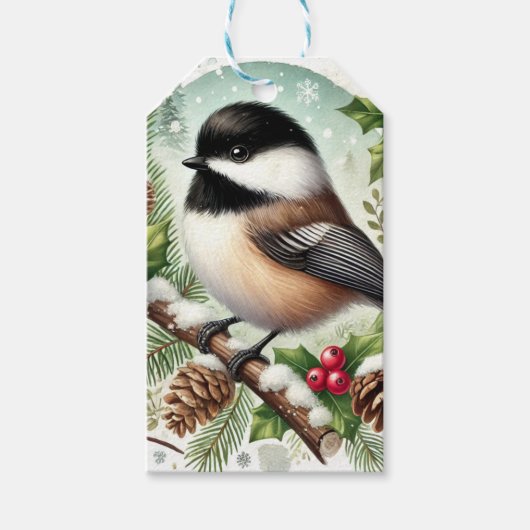 Chickadee Holiday Geschenkanhänger (Vorderseite)