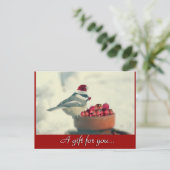 Chickadee Holiday Geschenkgutschein Postkarte (Stehend Vorderseite)