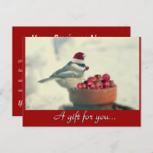 Chickadee Holiday Geschenkgutschein Postkarte (Vorne/Hinten)