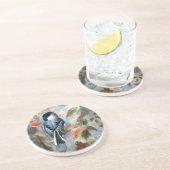 Chickadee im Fall-Untersetzer Sandstein Untersetzer (Seite)