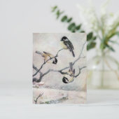 Chickadee im Schnee Postkarte (Stehend Vorderseite)