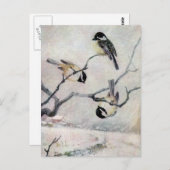 Chickadee im Schnee Postkarte (Vorne/Hinten)