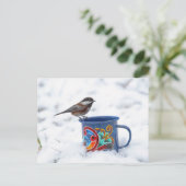 Chickadee im Schnee Postkarte (Stehend Vorderseite)