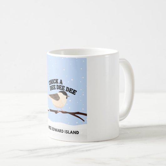Chickadee im Winter PEI-Tasse Kaffeetasse (VorderseiteRechts)