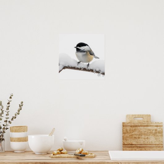 Chickadee im Winter Poster (Küche)