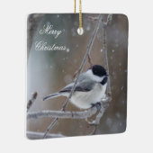 Chickadee im Winterschnee - Songbird Keramikornament (Rechts)