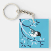 Chickadee in Baumzweig Schlüsselanhänger (Vorderseite)
