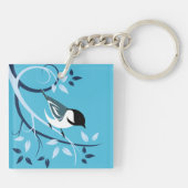 Chickadee in Baumzweig Schlüsselanhänger (Rückseite)