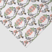 Chickadee in Red Berry Vines Tissue Seidenpapier (Detail)