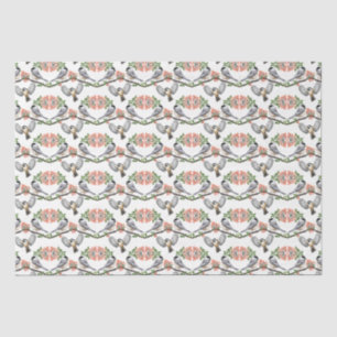 Chickadee in Red Berry Vines Tissue Seidenpapier