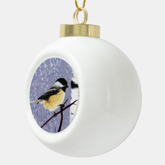 Chickadee Keramik Kugel-Ornament (Rechts)
