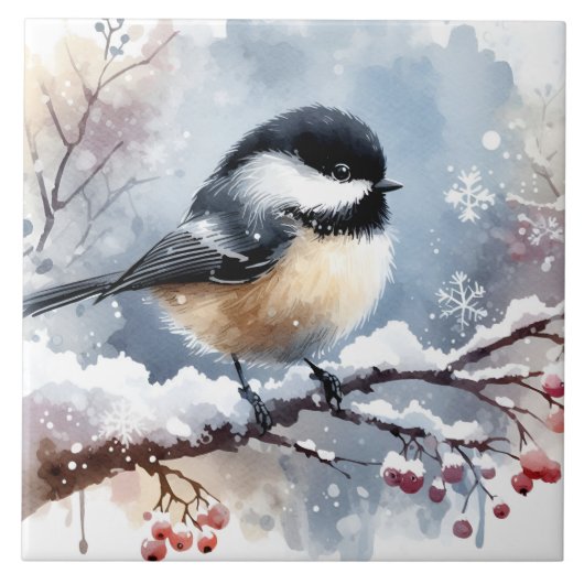 Chickadee Keramik Tile Fliese (Vorderseite)