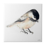 Chickadee Keramik Tile Fliese<br><div class="desc">Ein winziges und niedliches Wasserfarbenbild von Jennifer Steffen,  Jenn Steffen Art.</div>