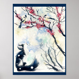 Chickadee Kitten Poster
