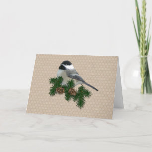 Chickadee Large Print Christmas Card Feiertagskarte