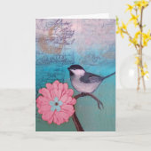 Chickadee Large Schriftart Mother Day Card Karte (Gelbe Blume)