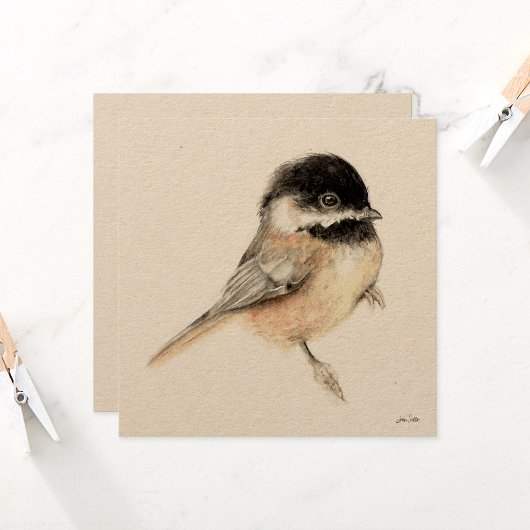 Chickadee Malerei Wasserfarbe Karte