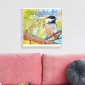 Chickadee mit Bibelverse Luke 13 18-19 Leinwanddruck (Insitu (Wohnzimmer))