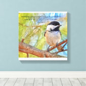 Chickadee mit Bibelverse Luke 13 18-19 Leinwanddruck (Insitu (Holzboden))