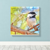 Chickadee mit Bibelverse Luke 13 18-19 Leinwanddruck (Insitu (Holzboden))