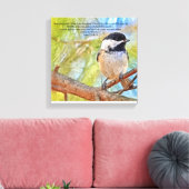 Chickadee mit Bibelverse Luke 13 18-19 Leinwanddruck (Insitu (Wohnzimmer))