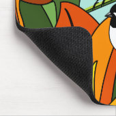 Chickadee mit Blumendruck Mousepad (Ecke)