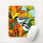 Chickadee mit Blumendruck Mousepad (Mit Mouse)