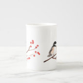 Chickadee mit roten Beeren - Single-Niederlassung Porzellantasse (Vorderseite)