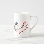 Chickadee mit roten Beeren - Single-Niederlassung Porzellantasse (Rechts)