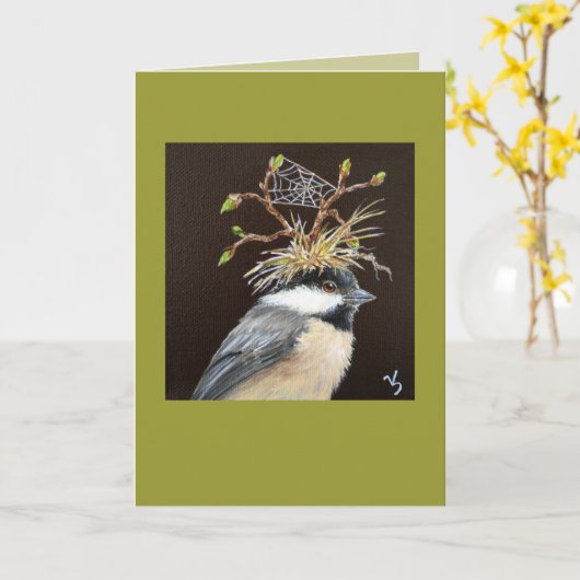 Chickadee mit Web-Hutkarte Karte (Gelbe Blume)