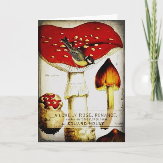 Chickadee Mushroom Grußkarte Karte (Vorderseite)