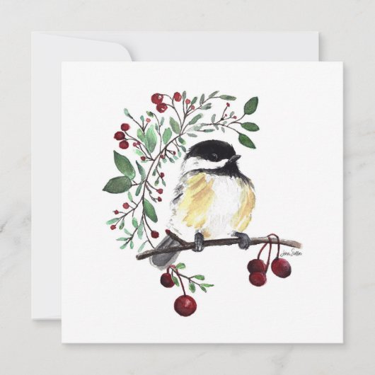 Chickadee Niedlich Bird Watercolor (Vorderseite)