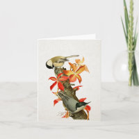 Chickadee Nuthatch Fall Foliage Vintage Vogelkarte