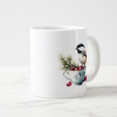 Chickadee on Teacup With Cranberries Jumbo-Tasse (Vorderseite Rechts)