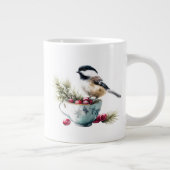 Chickadee on Teacup With Cranberries Jumbo-Tasse (Rechts)