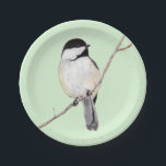 Chickadee Pappteller<br><div class="desc">Ein Farbstift,  der von einem bezaubernden Kiche zeichne,  schmückt diese Party-Teller! Passen Sie Ihren Wünschen entsprechend an,  indem Sie Text hinzufügen oder die Hintergrundfarbe ändern!</div>