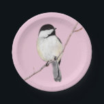 Chickadee Pappteller<br><div class="desc">Ein Farbstift,  der von einem bezaubernden Kiche zeichne,  schmückt diese Party-Teller! Passen Sie Ihren Wünschen entsprechend an,  indem Sie Text hinzufügen oder die Hintergrundfarbe ändern!</div>