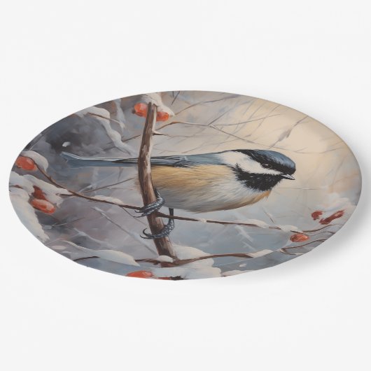 Chickadee Pappteller (Schrägansicht)