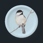 Chickadee Pappteller<br><div class="desc">Ein Farbstift,  der von einem bezaubernden Kiche zeichne,  schmückt diese Party-Teller! Passen Sie Ihren Wünschen entsprechend an,  indem Sie Text hinzufügen oder die Hintergrundfarbe ändern!</div>