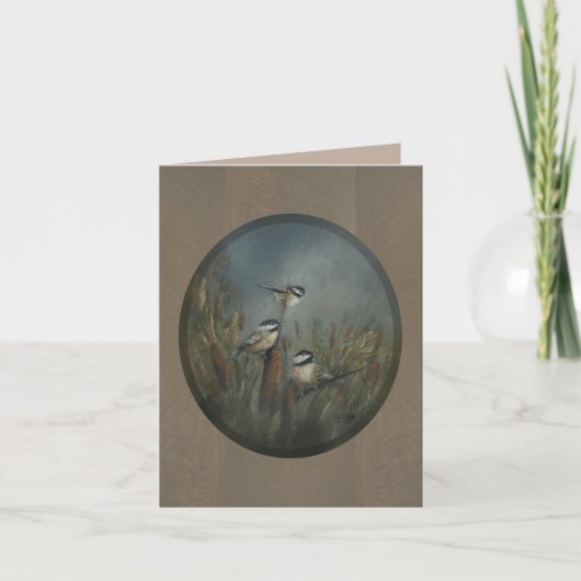 Chickadee Pond Oval Karte (Vorderseite)
