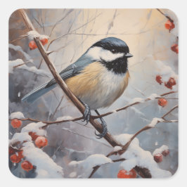 Chickadee Quadratischer Aufkleber